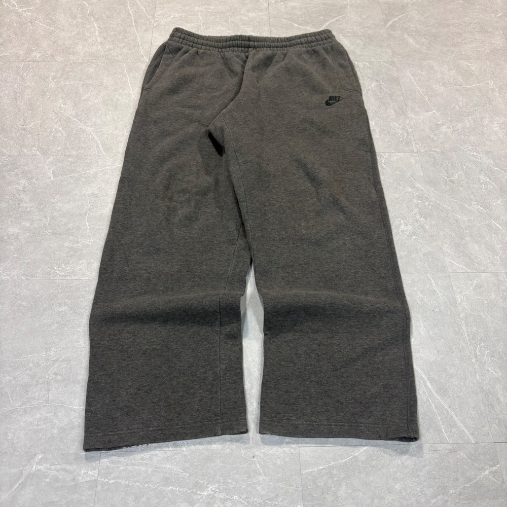 Nike Sportswear Mens Fleece Wide Leg Open Hem Sweatpants Charcoal Grey Large